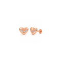 Rose Gold Plated Heart 925 Sterling Silver Stud Earrings with Crystal Accents