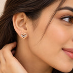 Rose Gold Plated Heart 925 Sterling Silver Stud Earrings with Crystal Accents