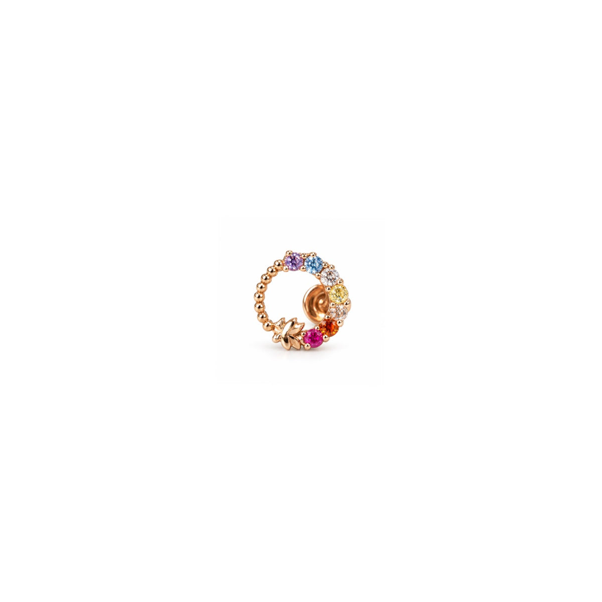 Rose Gold Plated Multicolour 925 Sterling Silver Hoop Stud Earrings