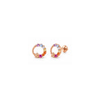 Rose Gold Plated Multicolour 925 Sterling Silver Hoop Stud Earrings