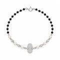 925 Silver Black Bead & Pearl Bracelet