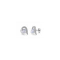925 Sterling Silver Heart Stud Earrings with White Pearl and Sparkling Stones