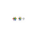 925 Sterling Silver Multicolour Flower Stud Earrings