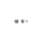925 Sterling Silver Multicolour Flower Stud Earrings
