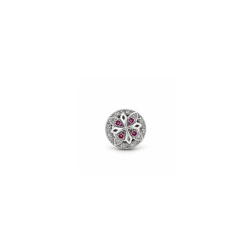 925 Sterling Silver Antique Floral Stud Earrings with Maroon Stones