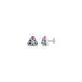 925 Sterling Silver Multicolour Triangular Floral Stud Earrings