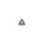 925 Sterling Silver Multicolour Triangular Floral Stud Earrings
