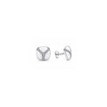 925 Sterling Silver White Enamel Square Stud Earrings with Sparkling Stones