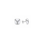 925 Sterling Silver White Enamel Square Stud Earrings with Sparkling Stones
