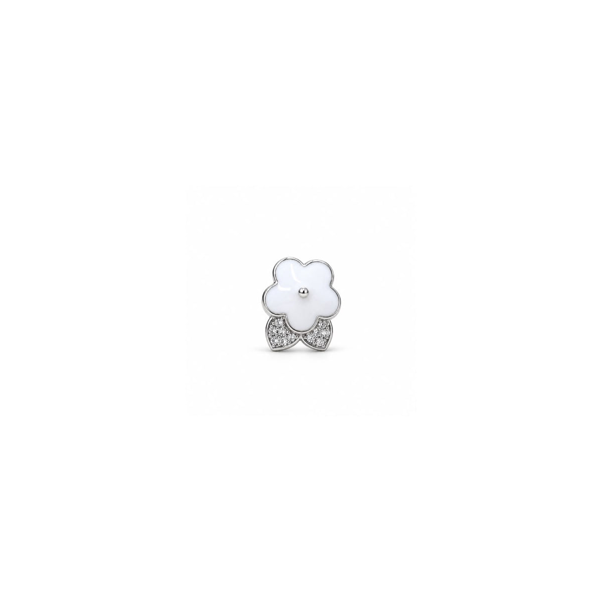 925 Sterling Silver White Floral Stud Earrings