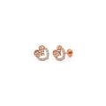 Rose Gold Heart Stud Earrings with Sparkling Stones