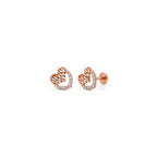 Rose Gold Heart Stud Earrings with Sparkling Stones