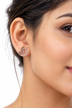 Rose Gold Heart Stud Earrings with Sparkling Stones