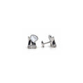 925 Sterling Silver White Stone Stud Earrings with Sparkling Accents