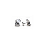 925 Sterling Silver White Stone Stud Earrings with Sparkling Accents