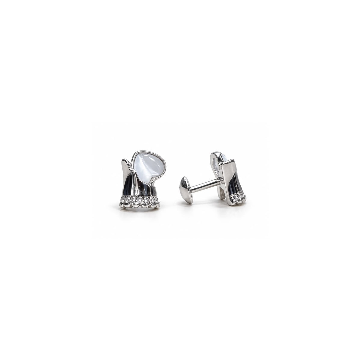 925 Sterling Silver White Stone Stud Earrings with Sparkling Accents