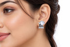 925 Sterling Silver White Stone Stud Earrings with Sparkling Accents