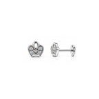 925 Sterling Silver Heart Stud Earrings with Sparkling Stones