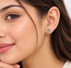 925 Sterling Silver Heart Stud Earrings with Sparkling Stones
