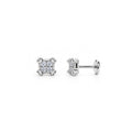 925 Sterling Silver Square Stud Earrings with Sparkling Stones
