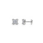 925 Sterling Silver Square Stud Earrings with Sparkling Stones