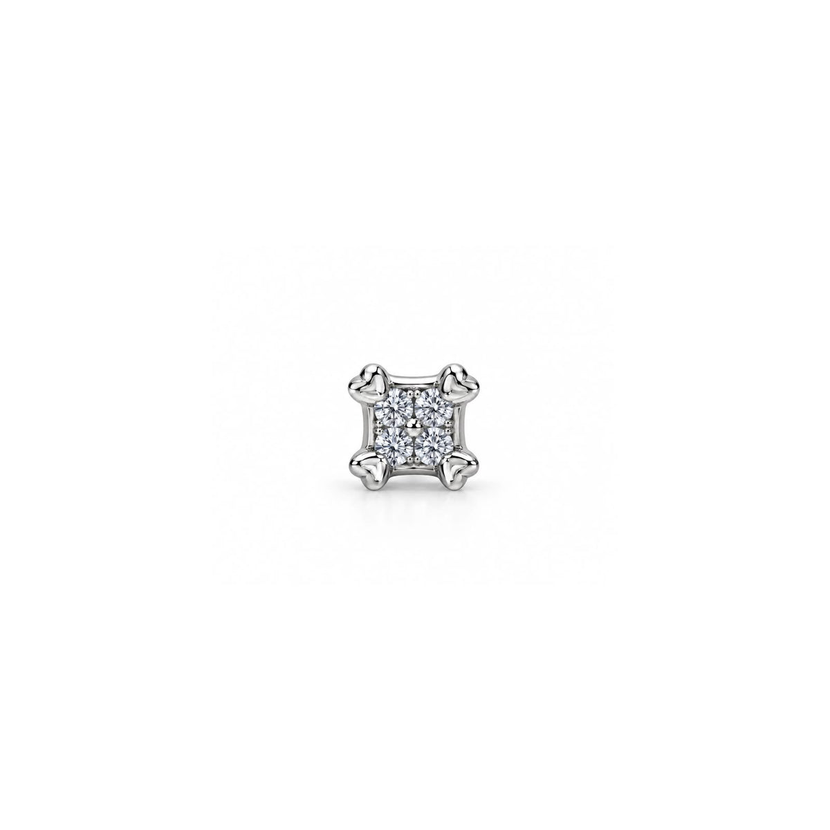 925 Sterling Silver Square Stud Earrings with Sparkling Stones