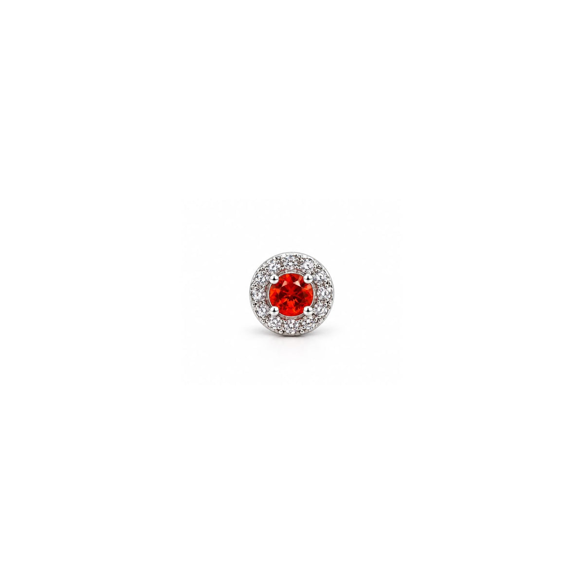925 Sterling Silver Red Stone Halo Stud Earrings