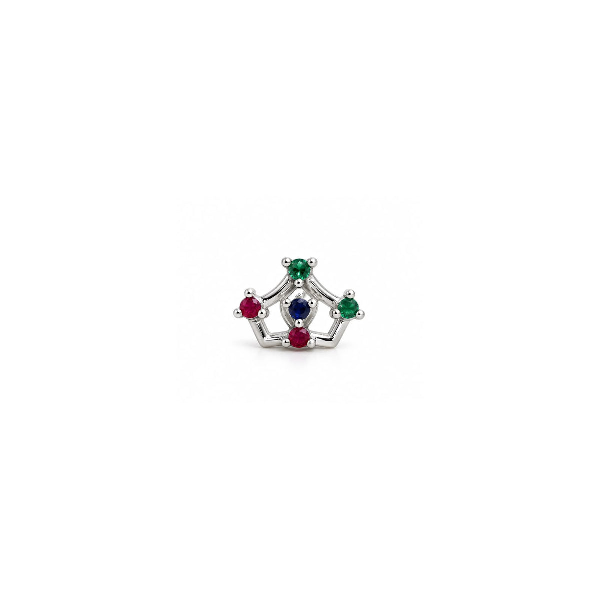 925 Sterling Silver Multicolour Crown Stud Earrings
