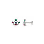 925 Sterling Silver Multicolour Crown Stud Earrings