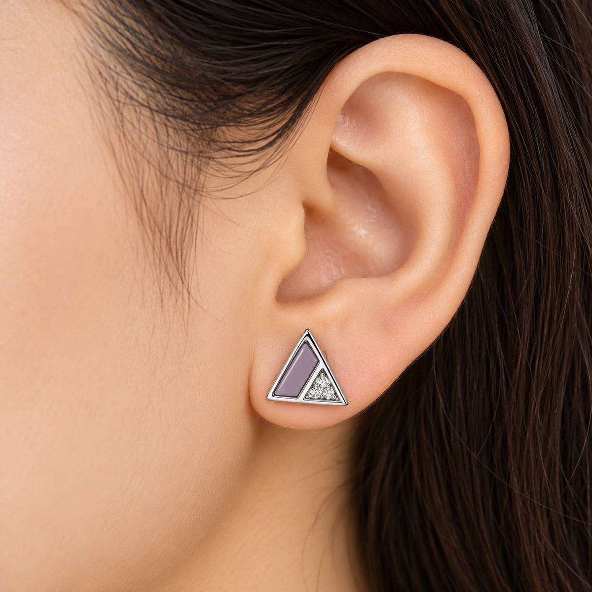 925 Sterling Silver Pink Triangle Stud Earrings