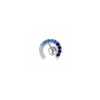 925 Sterling Silver Blue & White Horseshoe Stud Earrings