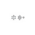 925 Sterling Silver Round Geometric Stud Earrings with White Stones