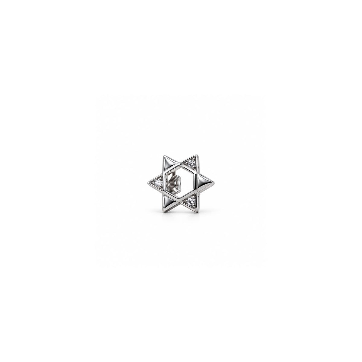 925 Sterling Silver Round Geometric Stud Earrings with White Stones