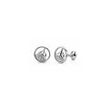 925 Sterling Silver Round Geometric Stud Earrings with White Stones