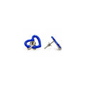925 Sterling Silver Blue Heart Stud Earrings with White Stones