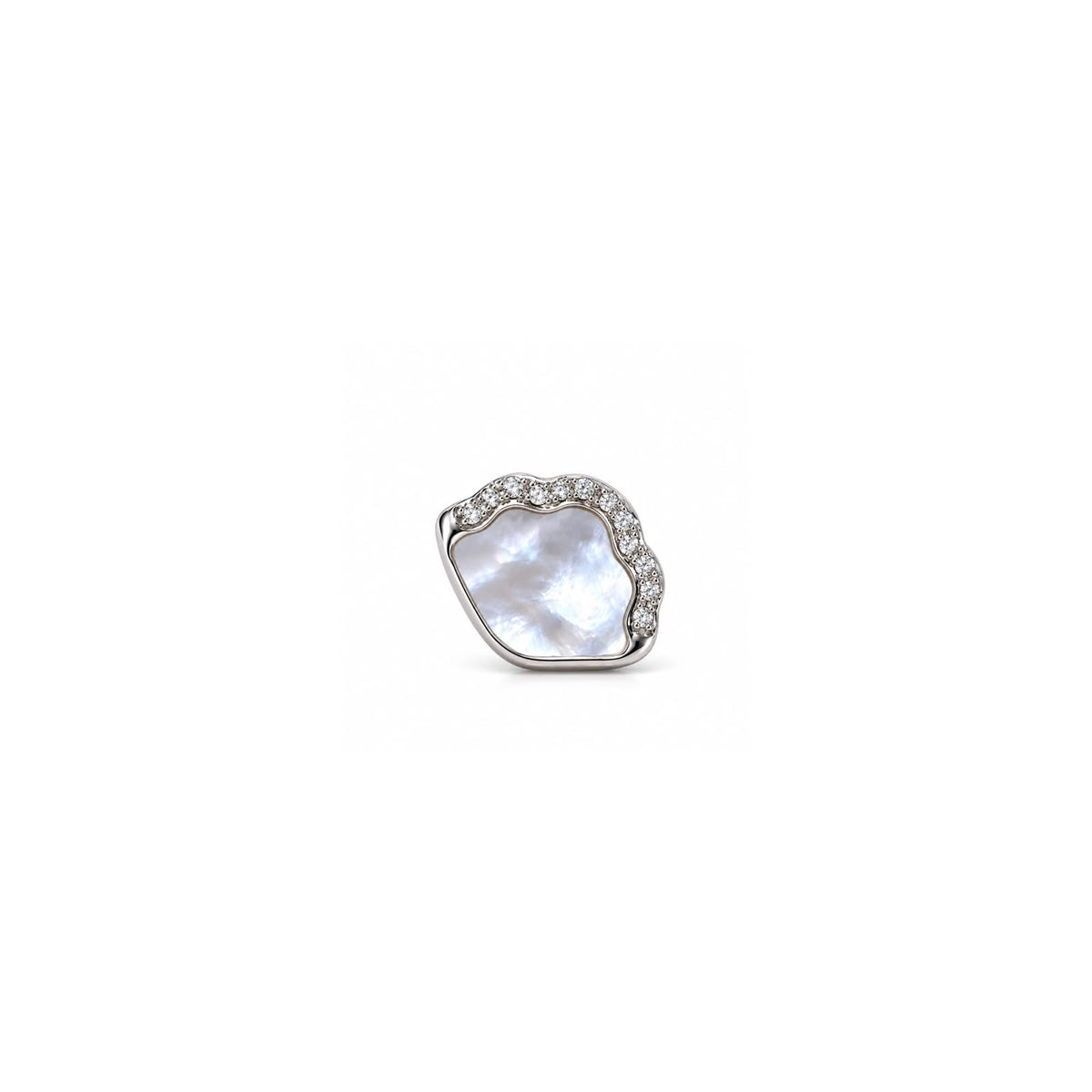 925 Sterling Silver Mother of Pearl Stud Earrings with Sparkling Stones