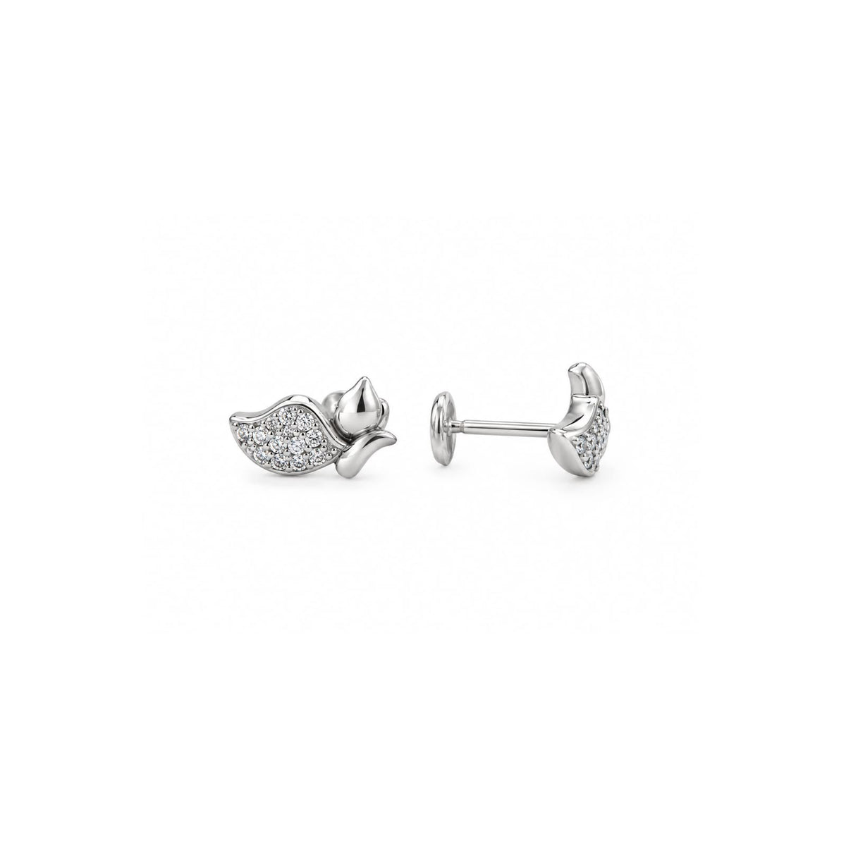 925 Sterling Silver Lotus Flower Stud Earrings with Sparkling Stones