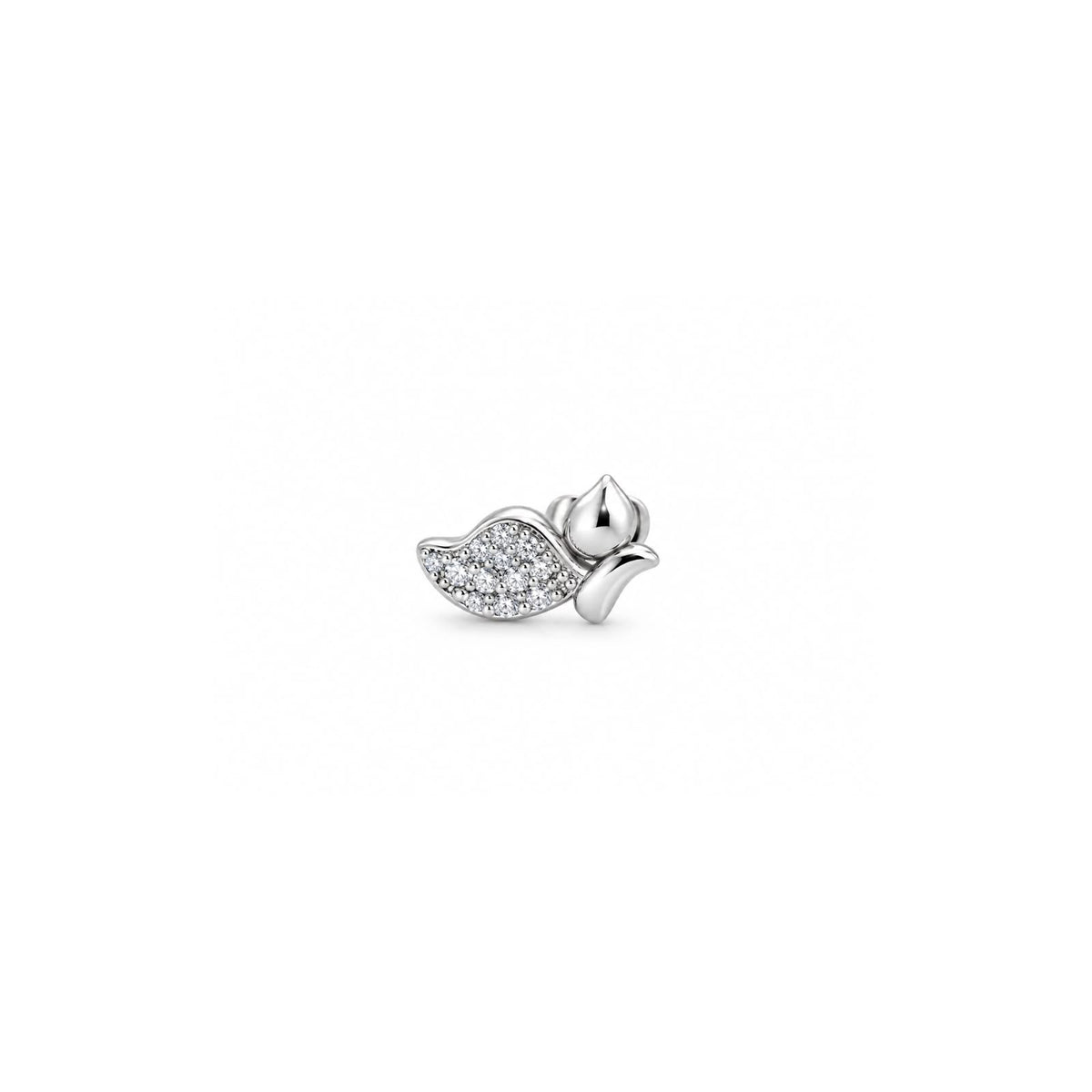 925 Sterling Silver Lotus Flower Stud Earrings with Sparkling Stones