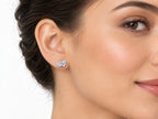 925 Sterling Silver Lotus Flower Stud Earrings with Sparkling Stones