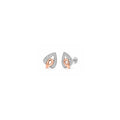 925 Sterling Silver Two-Tone Leaf Stud Earrings with Sparkling Stones