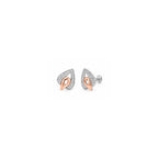 925 Sterling Silver Two-Tone Leaf Stud Earrings with Sparkling Stones