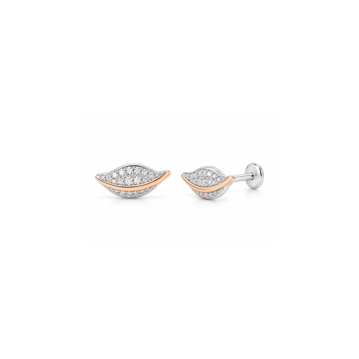 925 Sterling Silver Rose Gold Plated Lip-Shaped Stud Earrings