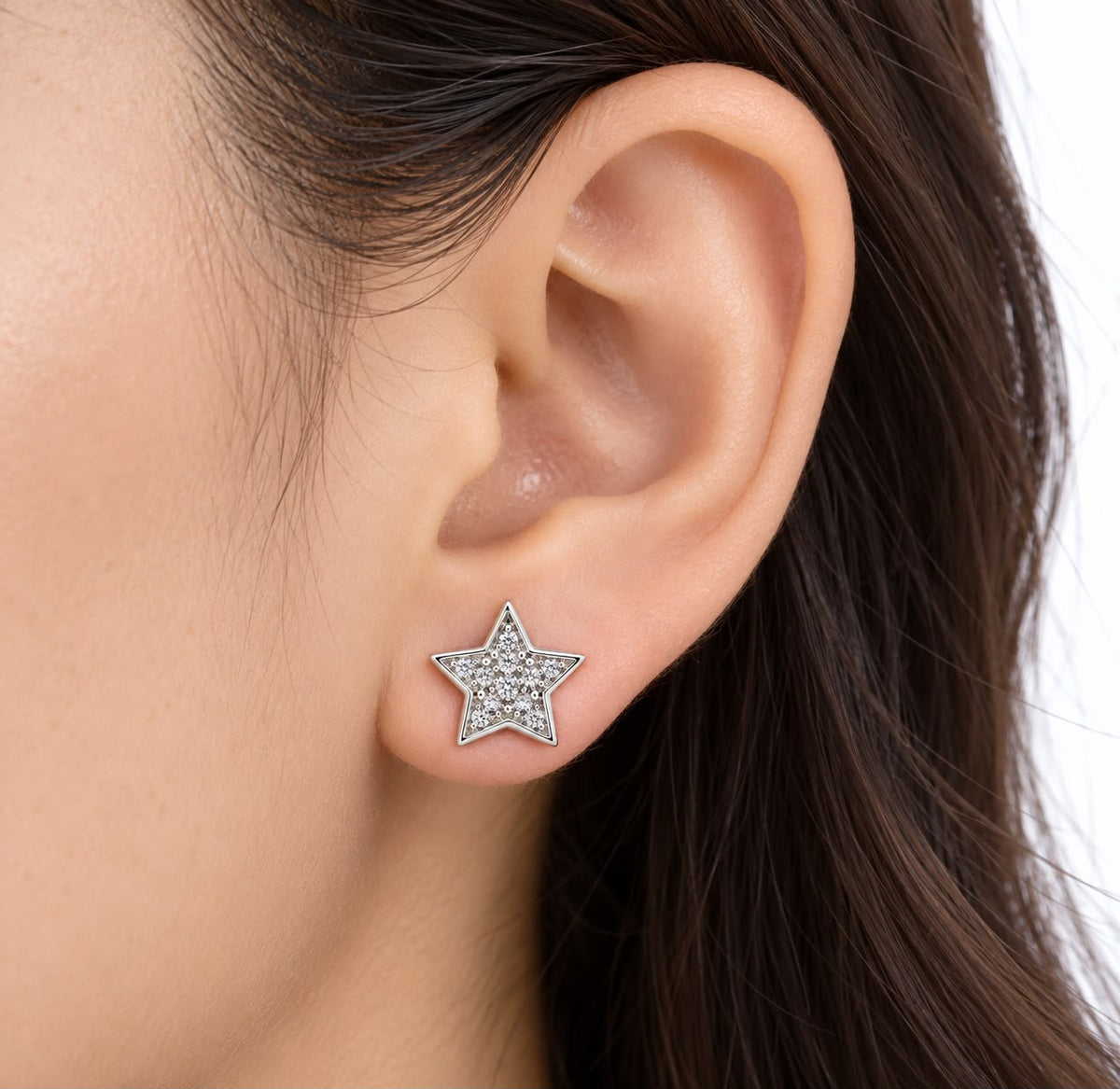 Sparkling Star 925 Sterling Silver Stud Earrings