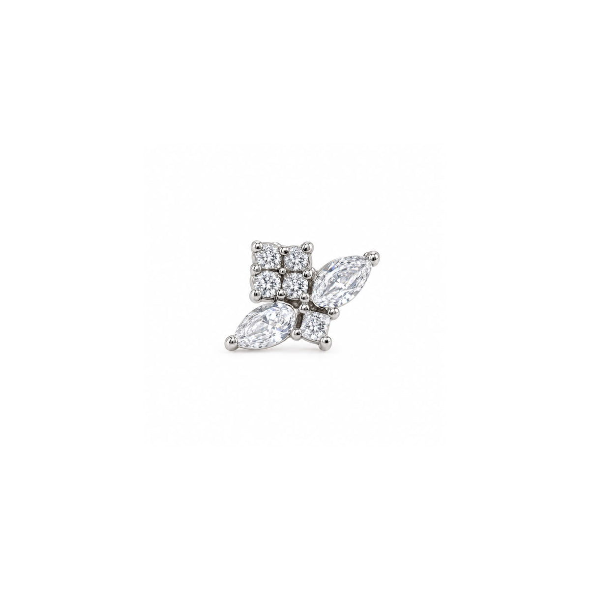 925 Sterling Silver Diamond Floral Stud Earrings