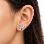 925 Sterling Silver Diamond Floral Stud Earrings