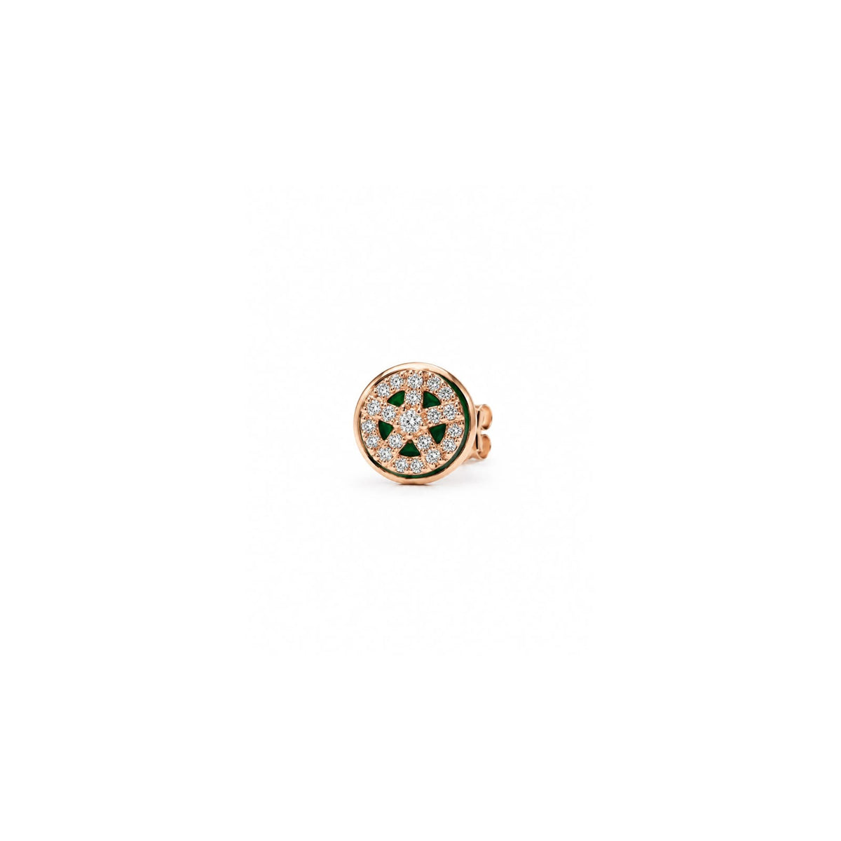 925 Sterling Silver Rose Gold-Plated Green Stone Stud Earrings