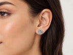 925 Sterling Silver Floral Diamond-Style Stud Earrings
