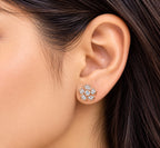 925 Sterling Silver Rose Gold-Plated Floral Stud Earrings