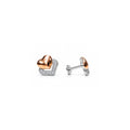 925 Sterling Silver Rose Gold Heart Stud Earrings