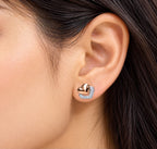 925 Sterling Silver Rose Gold Heart Stud Earrings